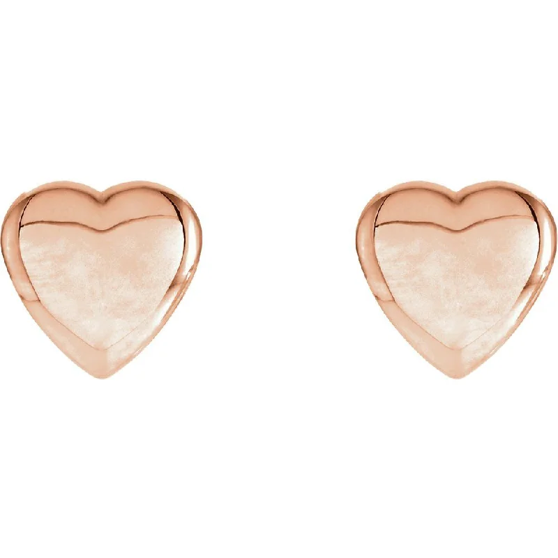 Women's earrings Victorian-gleam-14k White, Yellow or Rose Gold Solid Heart Post Earrings, 8mm