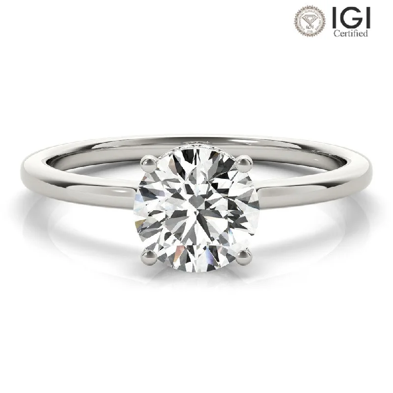 Women's engagement rings subtle-glam-Aimee Round Lab Grown Diamond Solitaire Engagement Ring IGI Certified