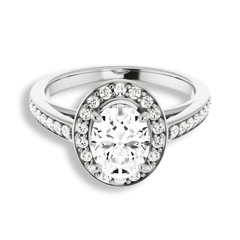 Women's engagement rings radiant-twist-Oval Cut Diamond Halo Engagement Ring