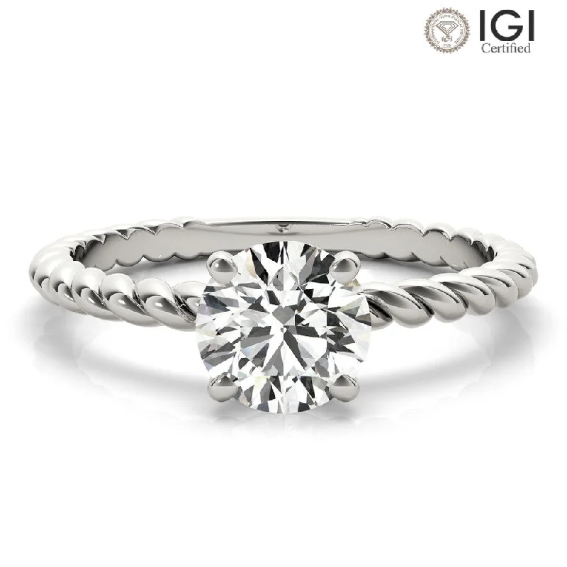 Women's engagement rings festive-gleam-Eleanor Round Lab Grown Diamond Solitaire Engagement Ring IGI Certified