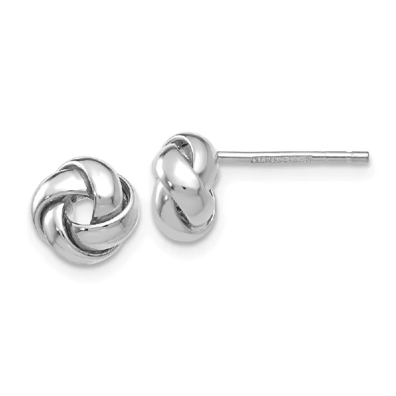 Women's earrings futuristic-stud-8mm Polished Love Knot Earrings in 14k White Gold