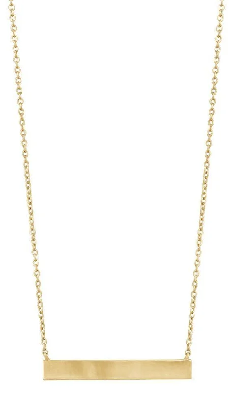 Women's necklaces Victorian-relic-Sterling Silver Gold Plated Plain Sideways Bar Necklace