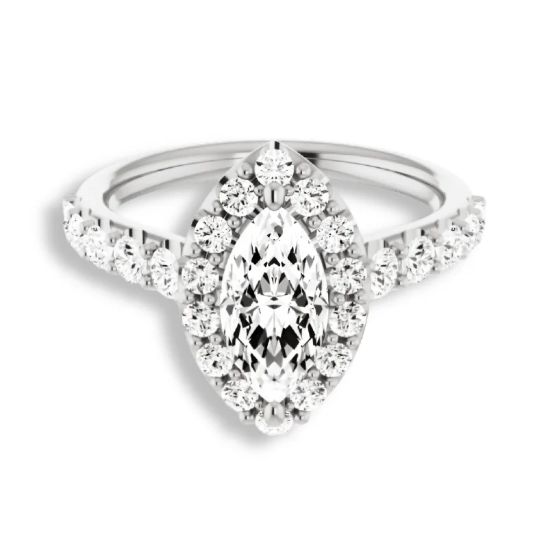 Women's engagement rings fine-brilliance-Marquise Cut Diamond Halo Engagement Ring