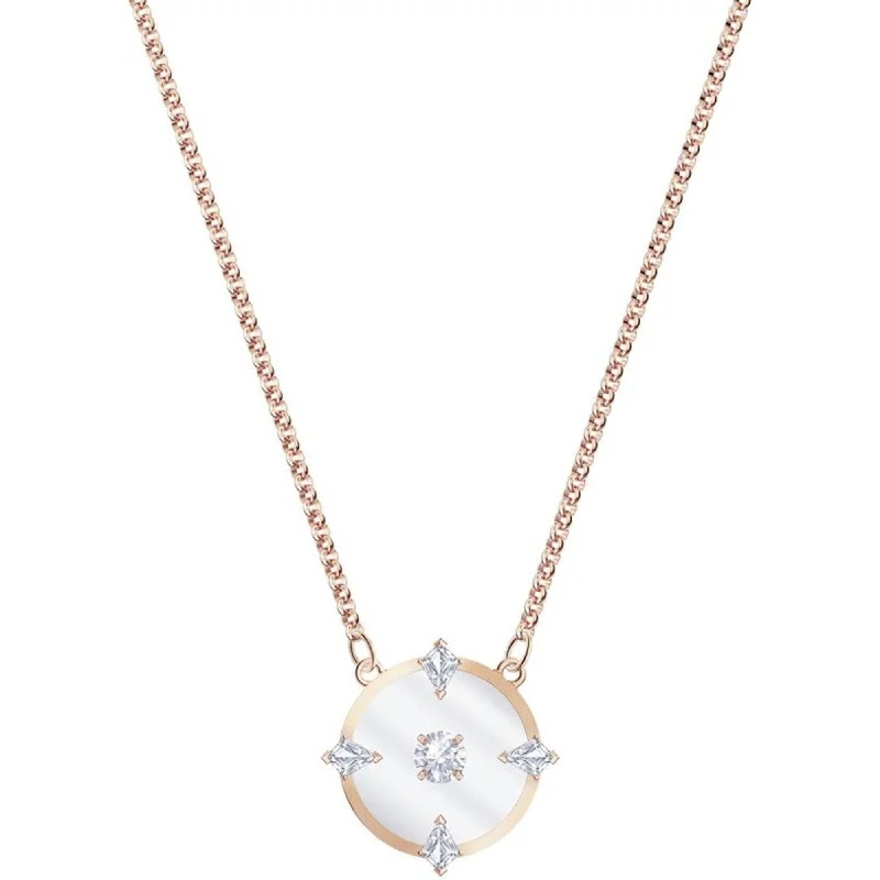 Women's necklaces artisan-etched-Swarovski Women's Necklace - North Rose Gold Round Glass and Crystals | 5551797