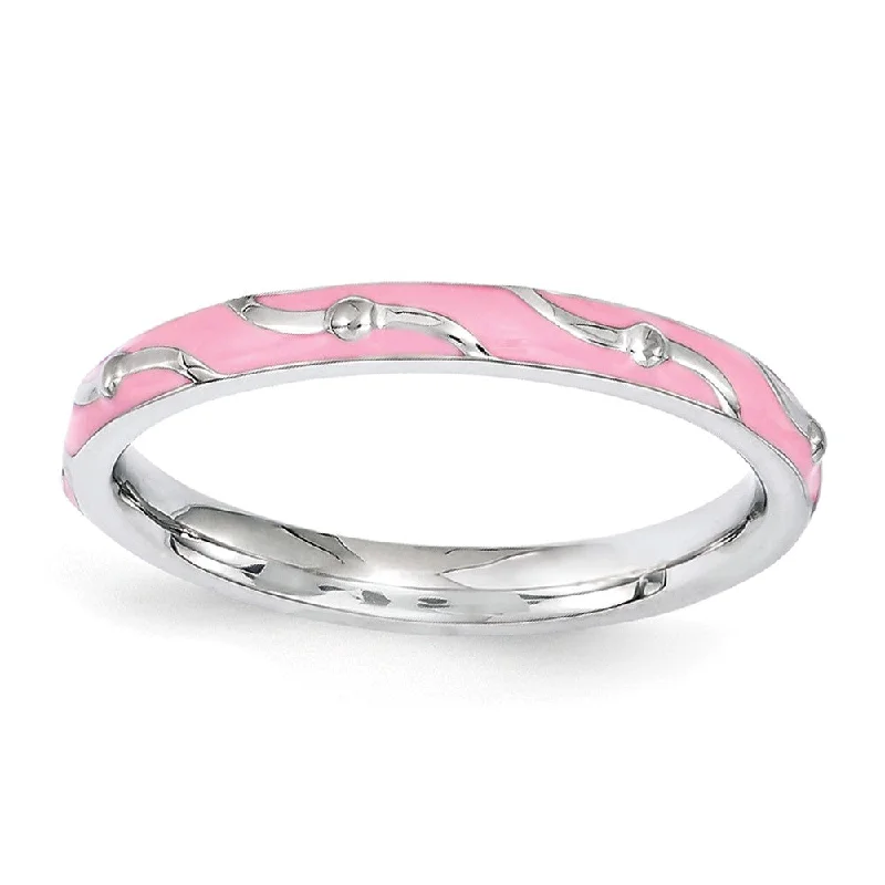 Women's rings fine-radiance-2.5mm Sterling Silver Stackable Expressions Pink Enamel Band