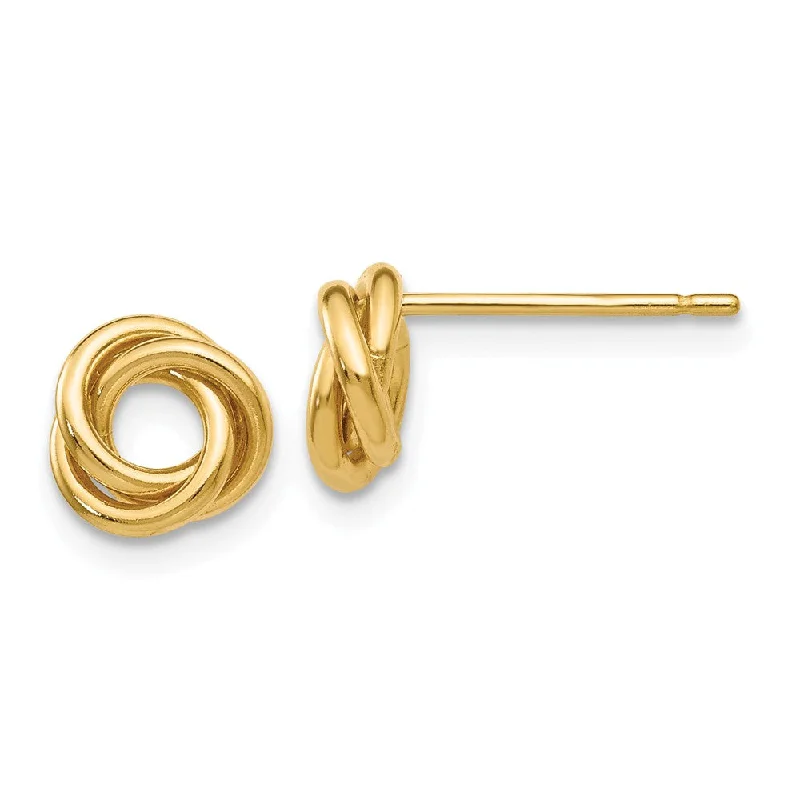 Women's earrings night-spark-8mm Love Knot Post Earrings 14k Yellow Gold