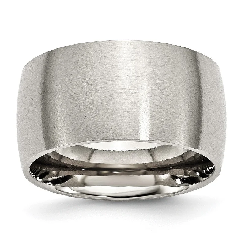 Women's rings glowing-accent-Men's 12mm Stainless Steel Brushed Half Round Comfort Fit Band