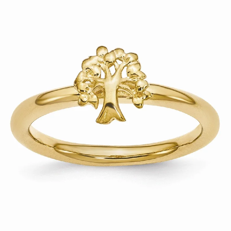 Women's rings graceful-curve-Gold Tone Plated Sterling Silver Stackable Expressions 8mm Tree Ring