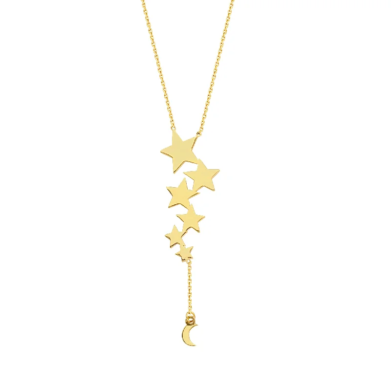 Women's necklaces peachy-hue-14K Drop Stars Necklace