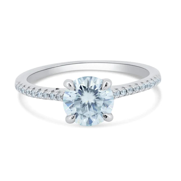 Women's rings tender-hue-Silver 925 Rhodium Plated 1 Carat Moissanite Stones Ring