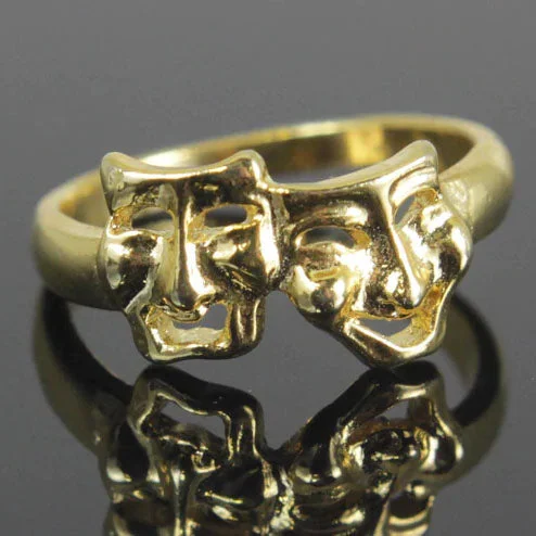 Women's rings fine-velvet-Comedy & Tragedy Ring Size 7.5 Gold