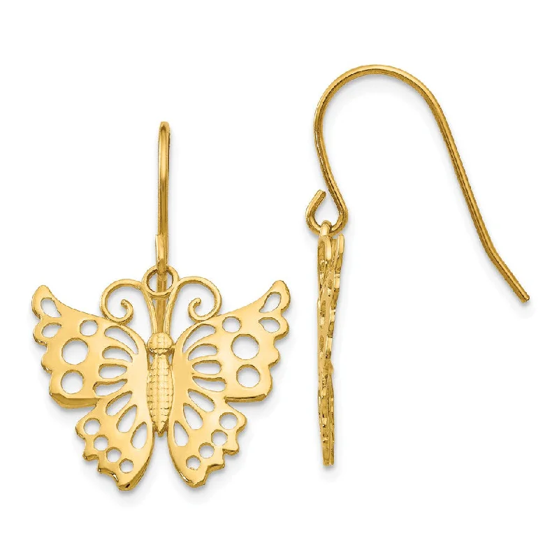 Women's earrings sleek-citrine-19mm Cutout Butterfly Dangle Earrings in 14k Yellow Gold