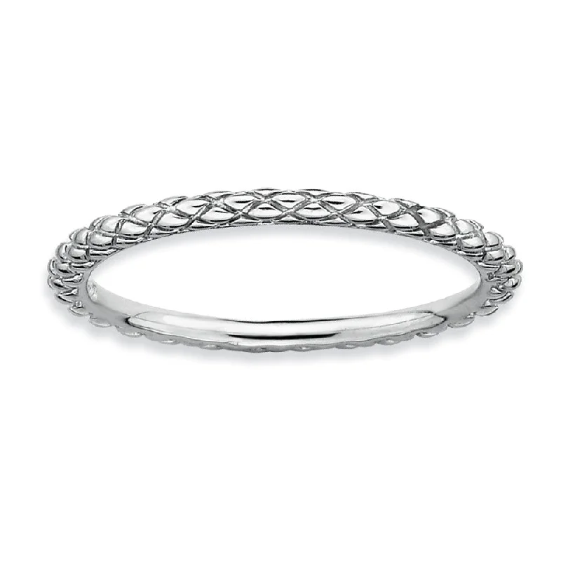 Women's rings festive-flair-1.5mm Stackable Sterling Silver Crisscross Band