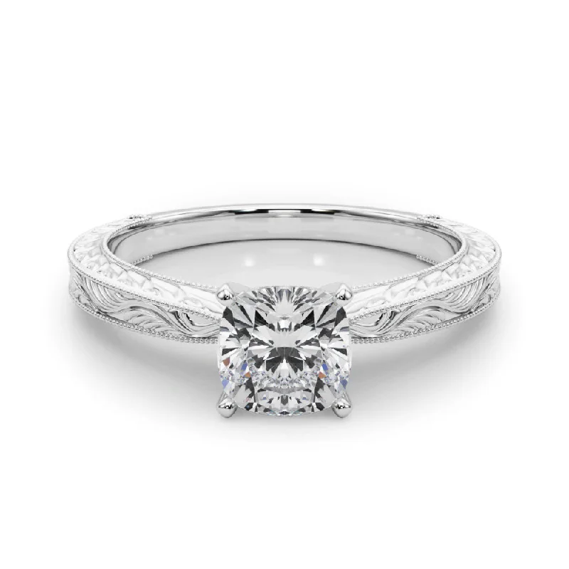 Women's engagement rings playful-edge-Victoria Cushion Diamond Solitaire Engagement Ring