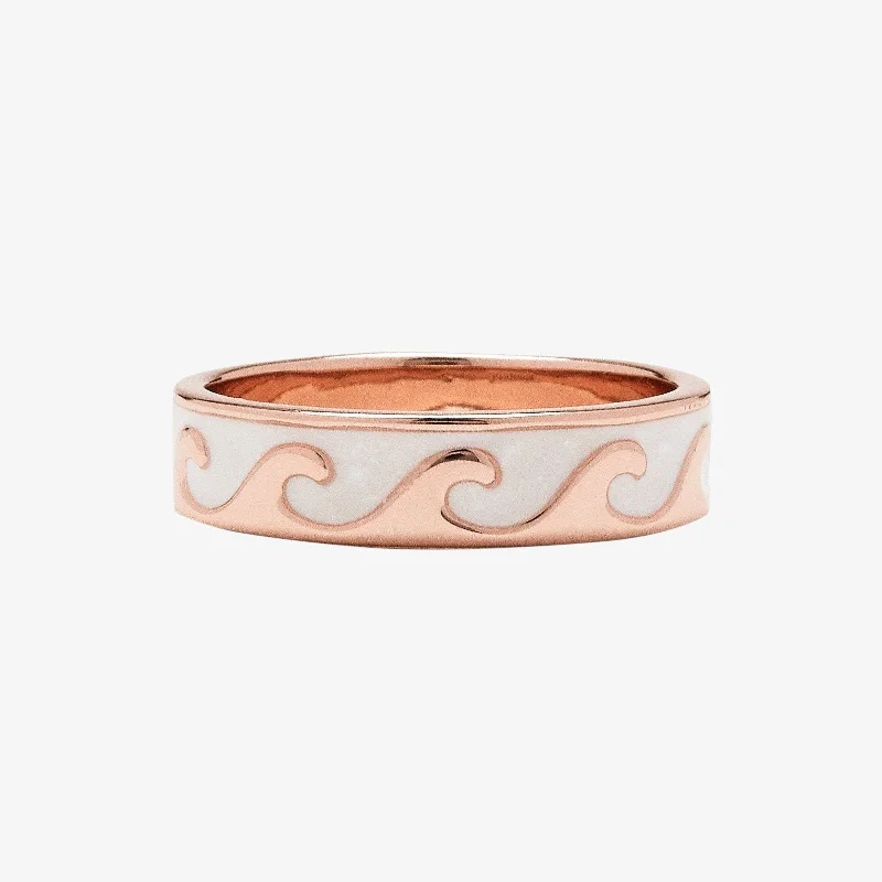 Women's rings bold-titanium-Reversible Enamel Wave Ring