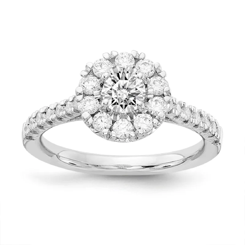 Women's engagement rings luminous-cushion-Signature EcoLove 1 CTW Lab Grown Diamond Halo Engagement Ring in 14KT White Gold