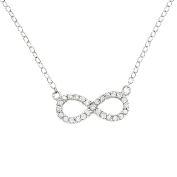 Women's necklaces airy-glow-Sterling Silver CZ Reversible Infinity Necklace