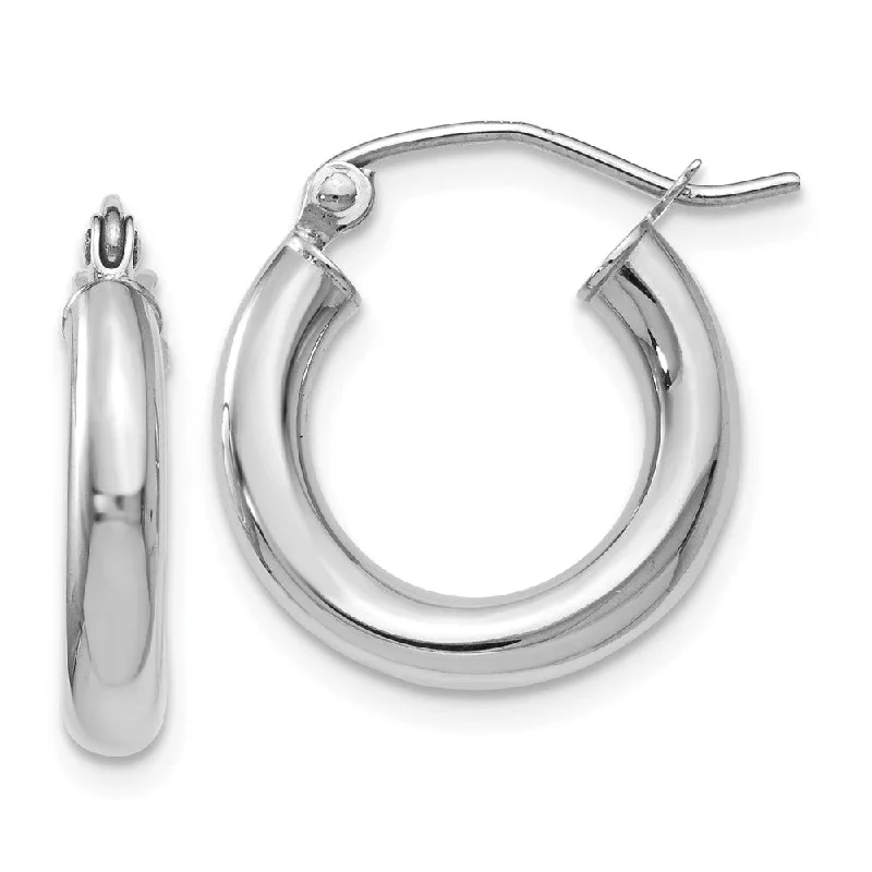 Women's earrings tender-accent-3mm x 16mm (5/8 Inch) Round Hoop Earrings in 14k White Gold