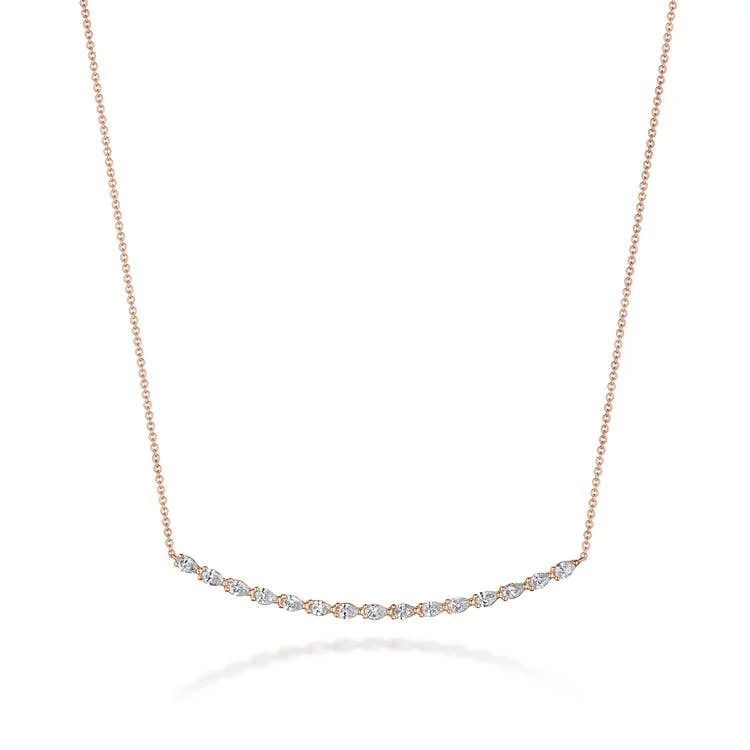 Women's necklaces elegant-treasure-Stilla | Pear Diamond Necklace in 18k Rose Gold FN67517PK