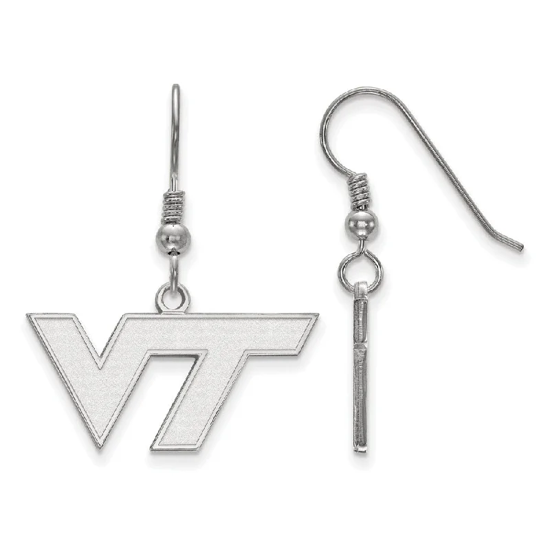 Women's earrings bold-zircon-Sterling Silver Virginia Tech Small 'VT' Dangle Earrings