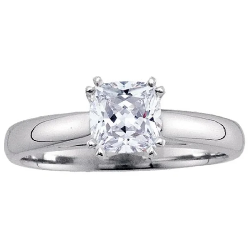 Women's engagement rings delicate-topaz-Signature Certificate 3/4 CTW Cushion Diamond Solitaire Engagement Ring in 14KT White Gold