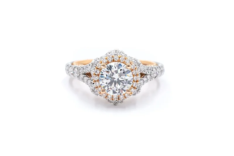 Women's engagement rings lab-grown-Verragio Two-Tone 2 ctw Diamond Engagement Ring 18k