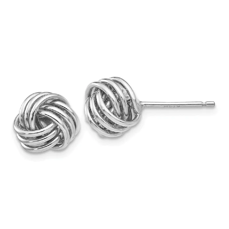 Women's earrings rustic-platinum-8mm Ridged Love Knot Earrings in 14k White Gold