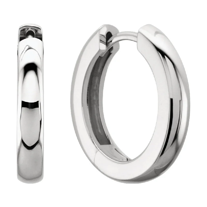 Women's earrings luxe-titanium-3 x 14mm (1/8 x 9/16 Inch) 14k White Gold Hinged Round Hoop Earrings