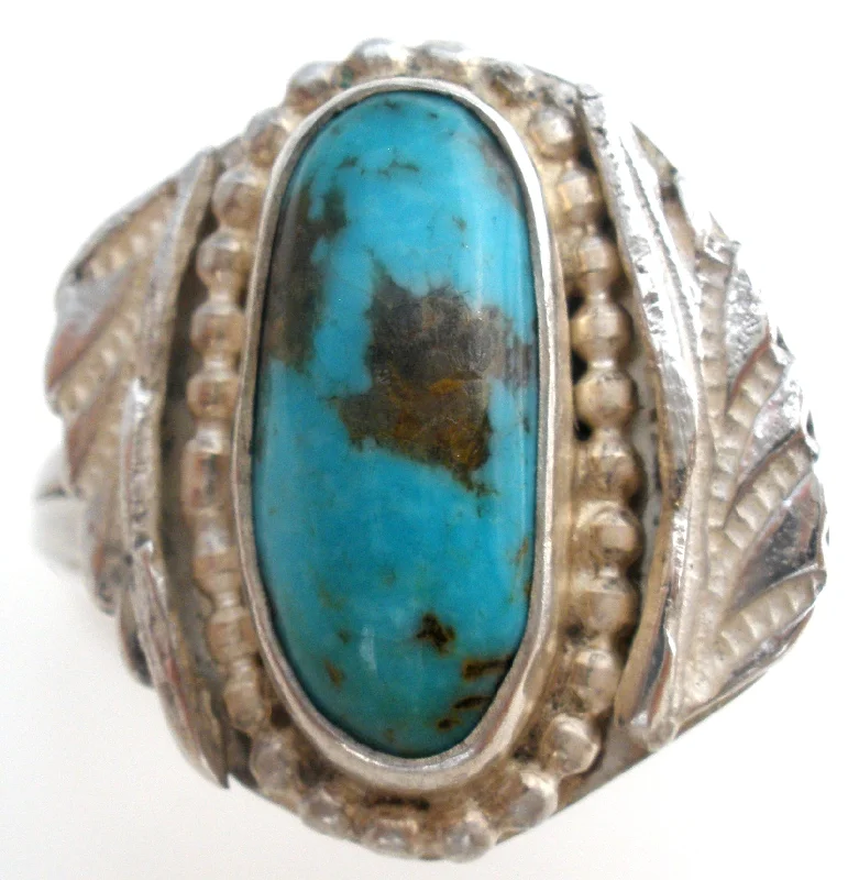 Women's rings modern-vine-Vintage Turquoise Ring Sterling Silver Size 9