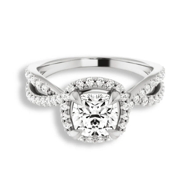 Women's engagement rings festive-brilliance-Cushion Cut Diamond Halo Engagement Ring