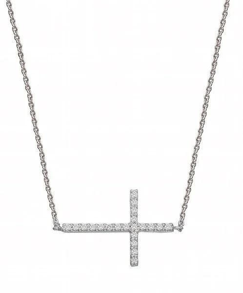 Women's necklaces sculpted-wave-Sideways cross necklace 588-JSA