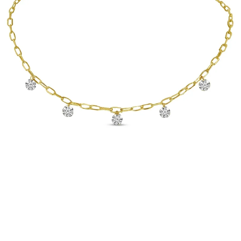 Women's necklaces floral-charm-5 STONE DASHING DIAMOND LINK CHAIN NECKLACE P10329-20