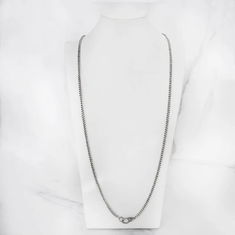 Women's necklaces luminous-glow-Long Curb Chain Necklace with Diamond Claw Clasp NB000024