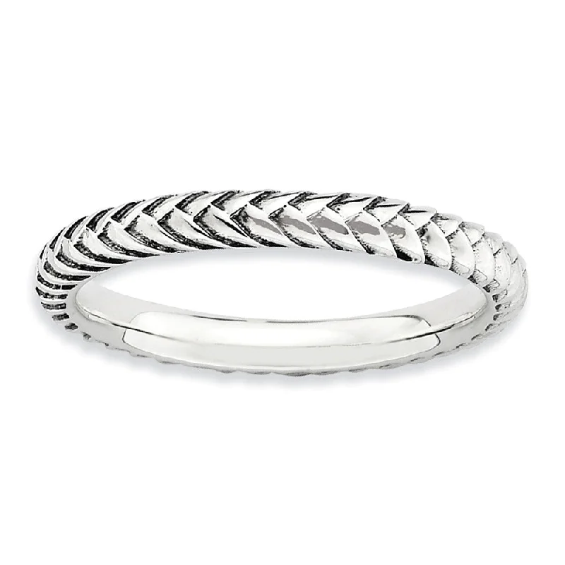 Women's rings elegant-heirloom-2.5mm Sterling Silver Stackable Antiqued Wheat Band