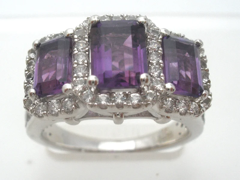 Women's rings evening-stone-Amethyst CZ Ring Sterling Silver Size 6