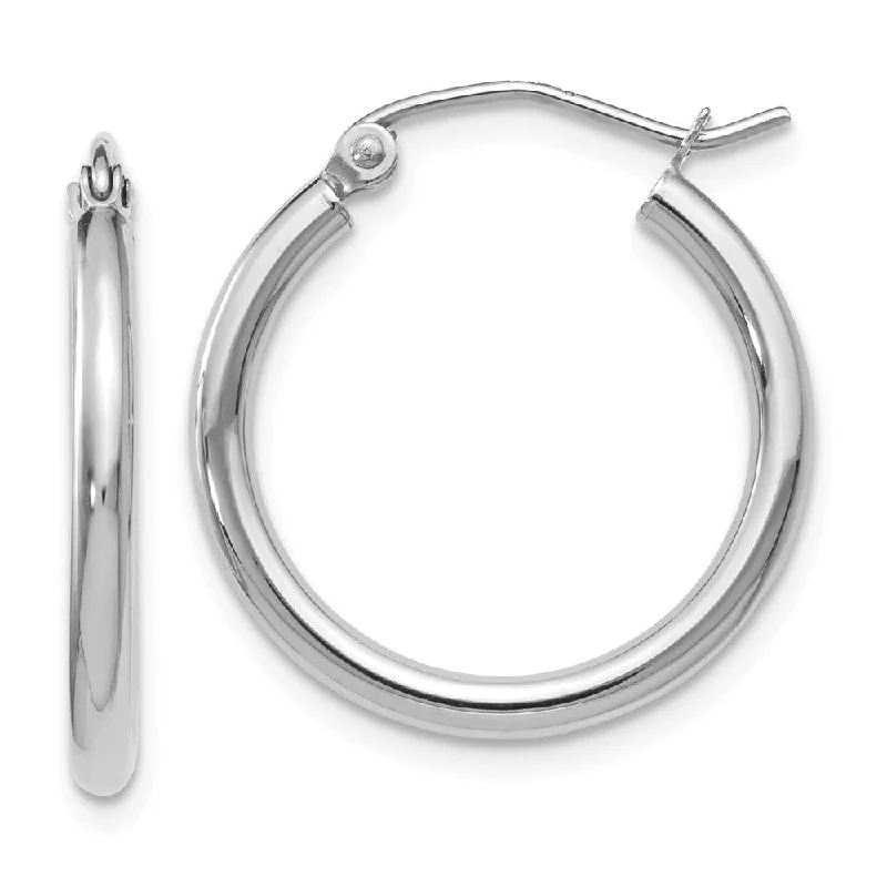 Women's earrings retro-flair-2mm Round Hoop Earrings in 10k White Gold, 20mm (3/4 Inch)