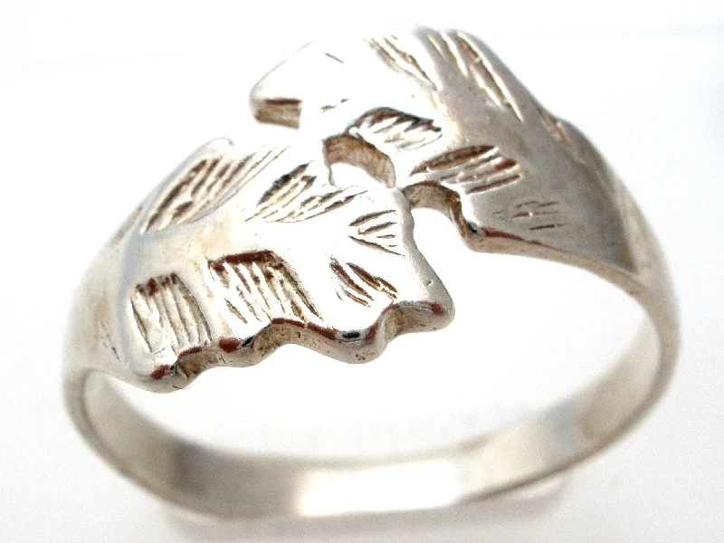 Women's rings eternal-shine-Sterling Silver Leaf Ring Size 11.5 Vintage