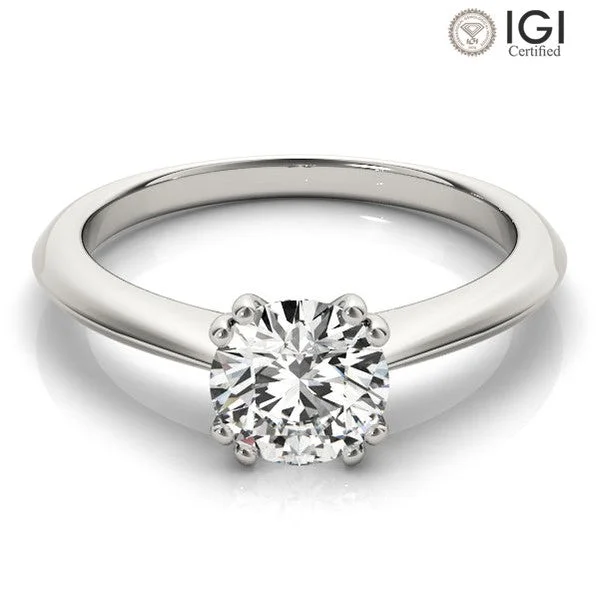 Women's engagement rings vivid-side-stone-Ava Round Lab Grown Diamond Solitaire Engagement Ring IGI Certified