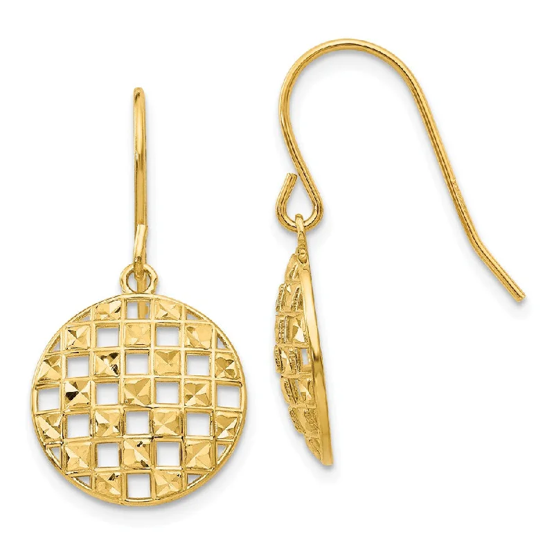 Women's earrings arched-stud-Circle Cut Out Drop Earrings in 14k Yellow Gold