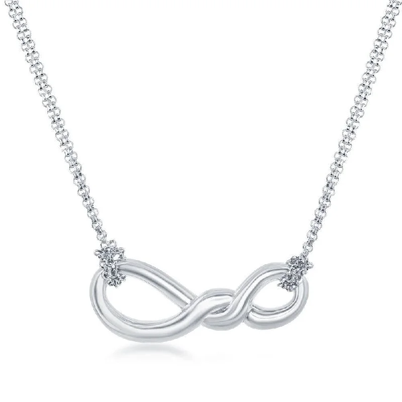 Women's necklaces airy-glow-Sterling Silver Infinity Double Strand Necklace