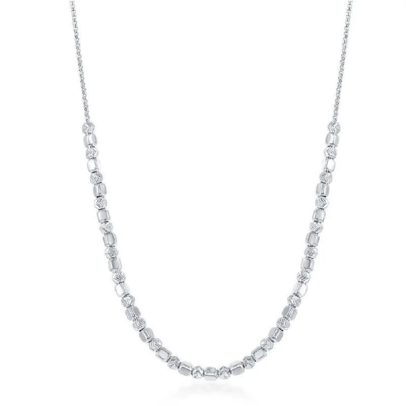 Women's necklaces futuristic-drop-Sterling Silver Alternating Bead Necklace