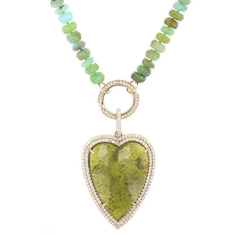 Women's necklaces night-luxe-14K Green Garnet Heart Pendant on Opal Necklace - 35"  SNG00142