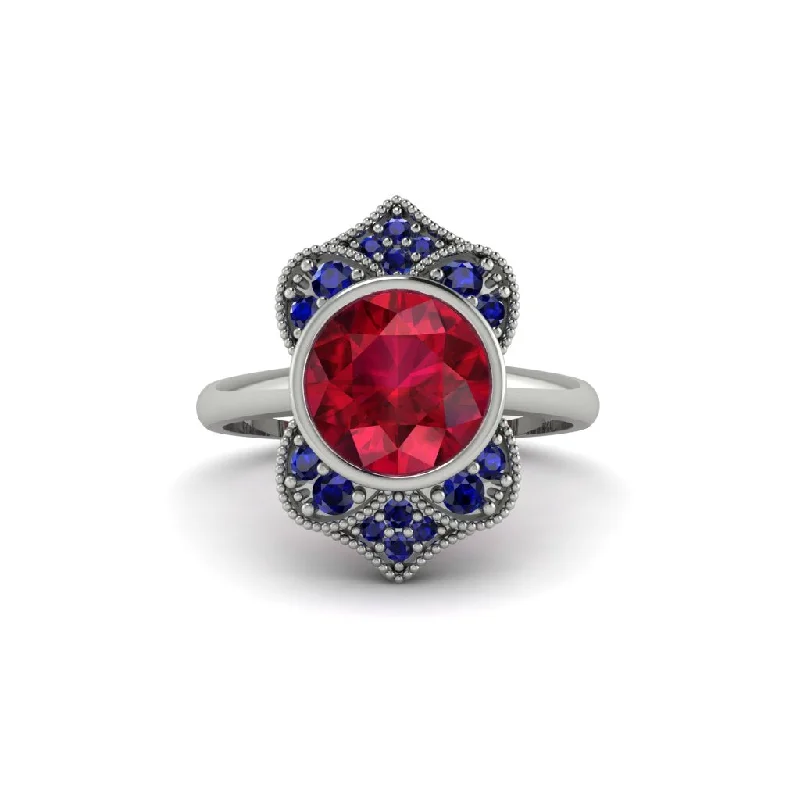 Women's engagement rings radiant-ruby-Ruby Bezel Vintage-Inspired Engagement Ring - Olive No. 72