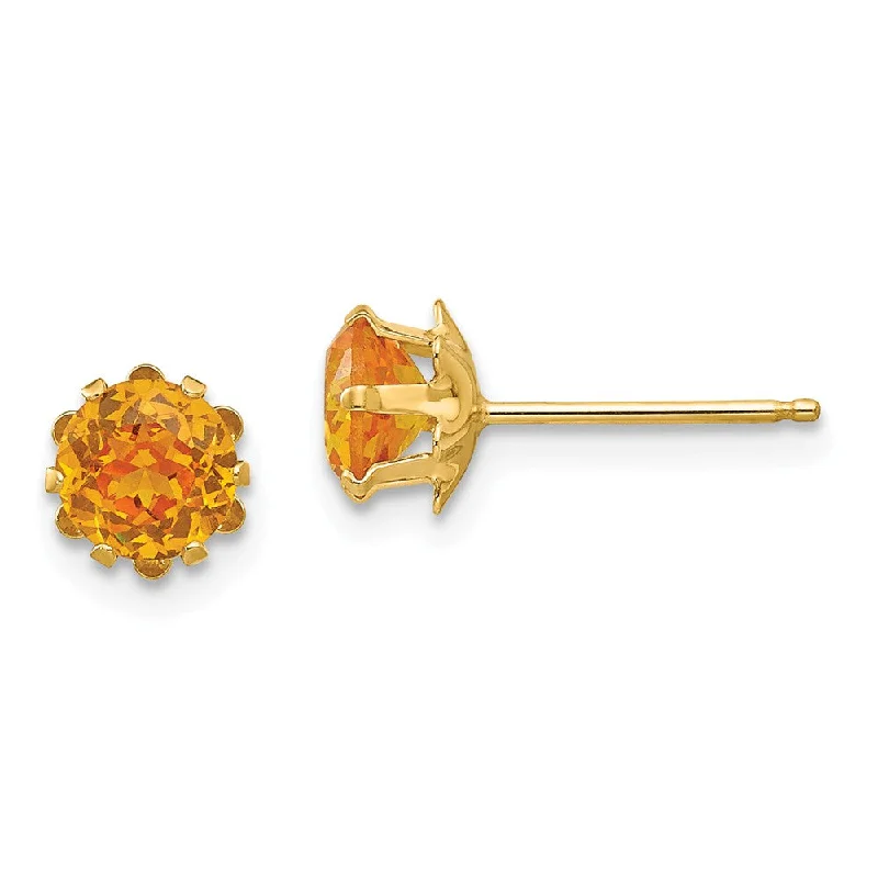 Women's earrings tender-tone-Kids 5mm Synthetic Citrine Birthstone 14k Yellow Gold Stud Earrings