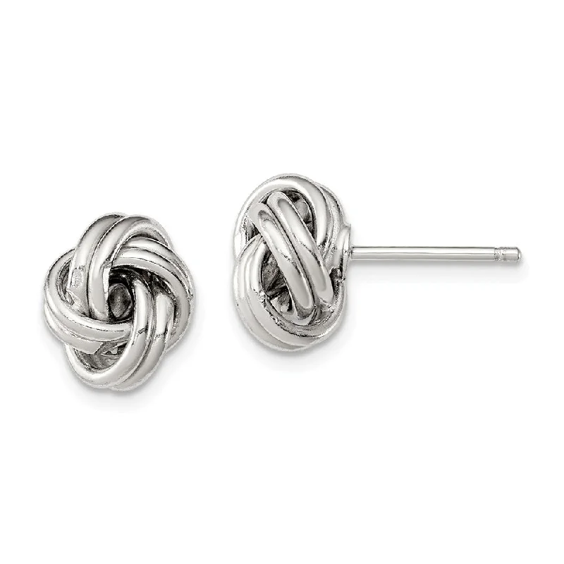 Women's earrings elegant-heirloom-9mm Grooved Love Knot Earrings in Sterling Silver