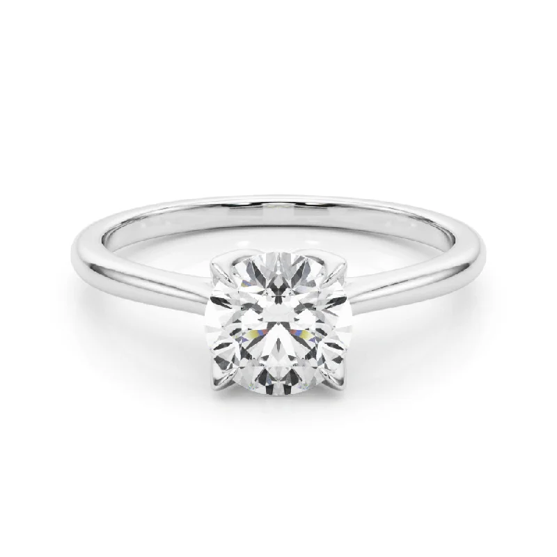 Women's engagement rings vivid-side-stone-Flora Round  Diamond Solitaire Engagement Ring