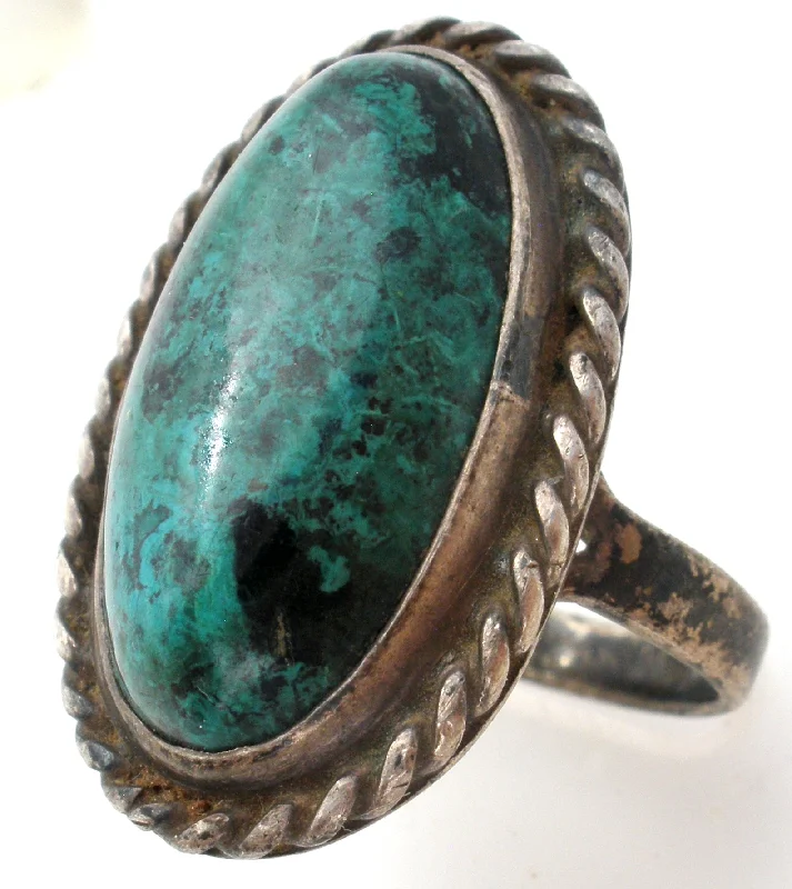 Women's rings fine-radiance-Green Turquoise Ring Sterling Silver Size 6.5