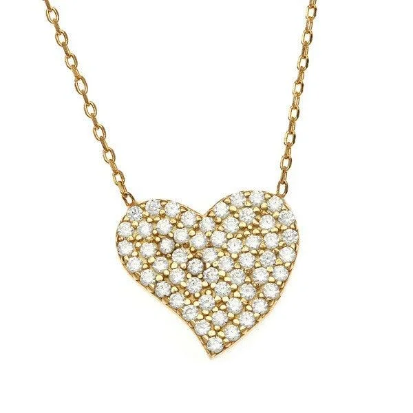 Women's necklaces starry-Sterling Silver Gold Plated CZ Heart Necklace