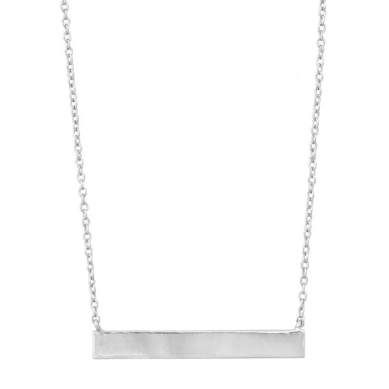 Women's necklaces satin-rose-Sterling Silver Plain Sideways Bar Necklace