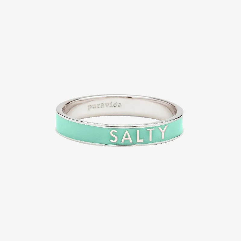 Women's rings vivid-swirl-Salty Enamel Word Ring